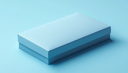 Naklejka premium Sleek matte sky blue box for skincare sachets, matching the size of a singleuse sachet, with a matte sky blue sachet outside, background color E1F6FF
