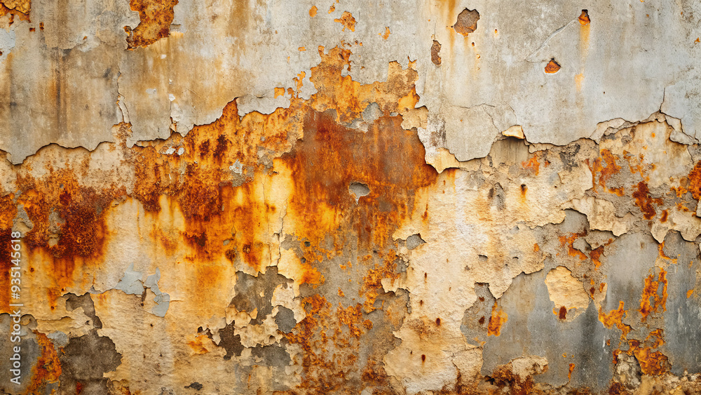 Poster the surface displays a combination of peeling paint and rust, showcasing a blend of earthy tones and