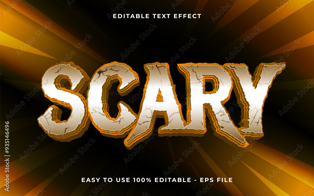 Wall mural 3d scary gradient scary text style effect template editable text effect