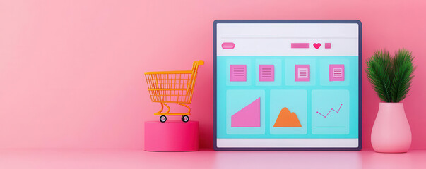 Fototapeta premium Ecommerce analytics dashboard displaying shopping behavior metri