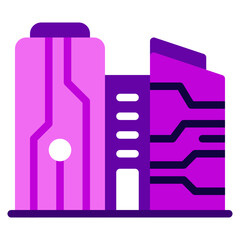 Skyline Cyber punk icon illustration 