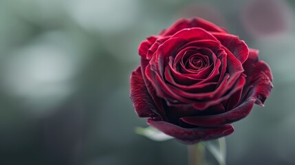  A red rose fills the foreground, while the background softens into blur