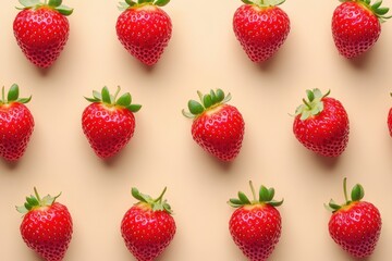 Fresh strawberry pattern on pastel background