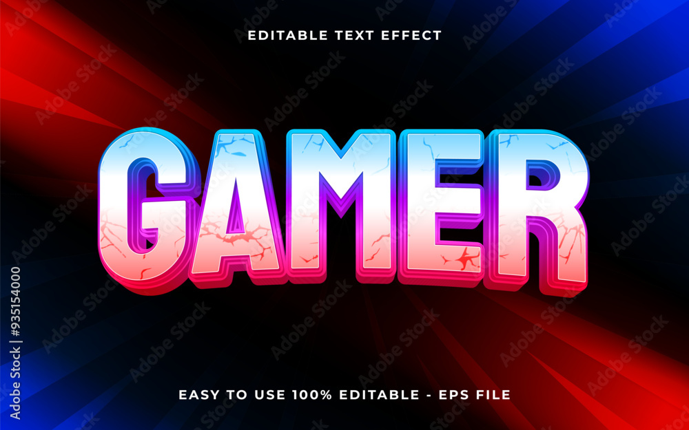 Poster 3d gamer gradient scary text style effect template editable text effect