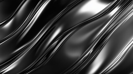 The artwork features smooth, flowing waves in a striking black and white composition, highlighting the contrast and interplay of light and shadow, background