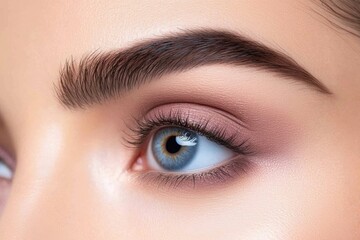 Close-up of female eye with perfect eyebrow makeup
