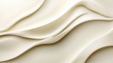 Obraz premium Abstract Cream Swirls: A minimalist design featuring a smooth, flowing wave pattern in creamy white, ideal for backgrounds, textures, and modern aesthetics. 