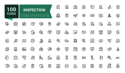 Inspection line icon set. Pixel perfect, minimalistic web and UI icon. Outline icon collections. Editable vector illustration.