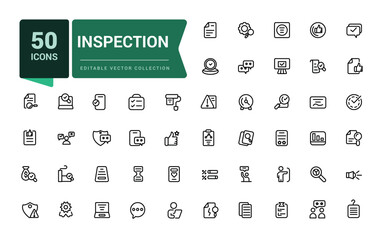 Inspection line icon set. Pixel perfect, minimalistic web and UI icon. Outline icon collections. Editable vector illustration.