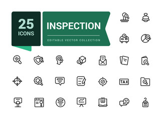 Inspection line icon set. Pixel perfect, minimalistic web and UI icon. Outline icon collections. Editable vector illustration.