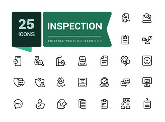 Inspection line icon set. Pixel perfect, minimalistic web and UI icon. Outline icon collections. Editable vector illustration.