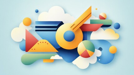 Vibrant blue gradient background featuring modern geometric shapes, perfect for creative and stylish designs.