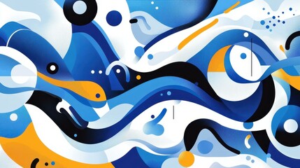 Vibrant blue abstract background set, ideal for modern designs with unique textures and a cartoon flair for creative projects.
