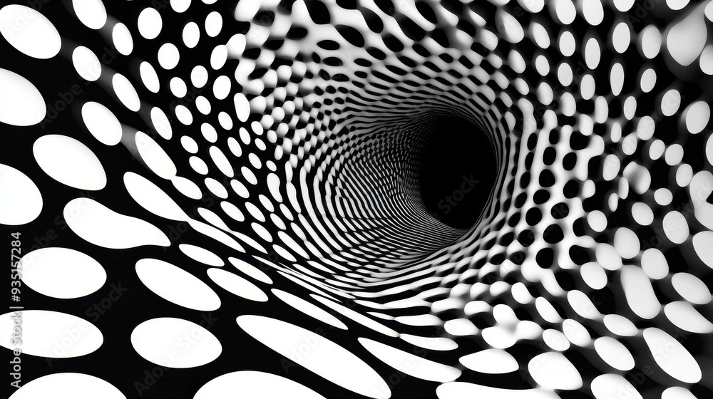 Poster discover a vibrant halftone effect with curved lines, creating a unique abstract perspective for mod