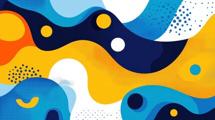 Fototapeta premium Bright blue and yellow abstract vector background, featuring modern textures and playful cartoonstyle designs. Perfect for visuals