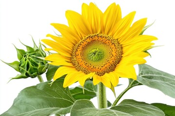 Obraz premium Vibrant sunflower isolated on white background