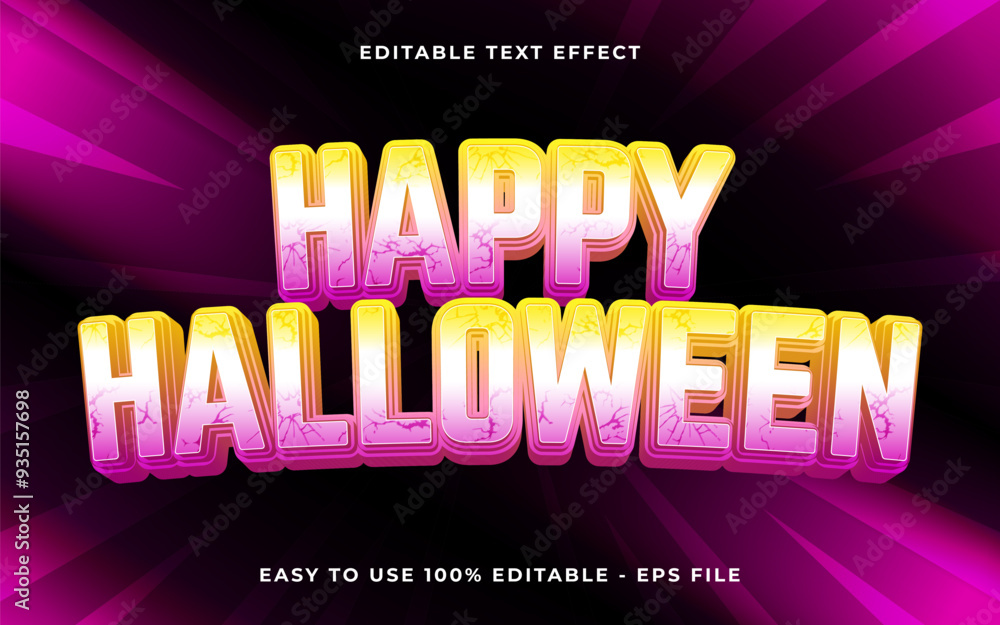 Poster 3d happy halloween gradient scary text style effect template editable text effect