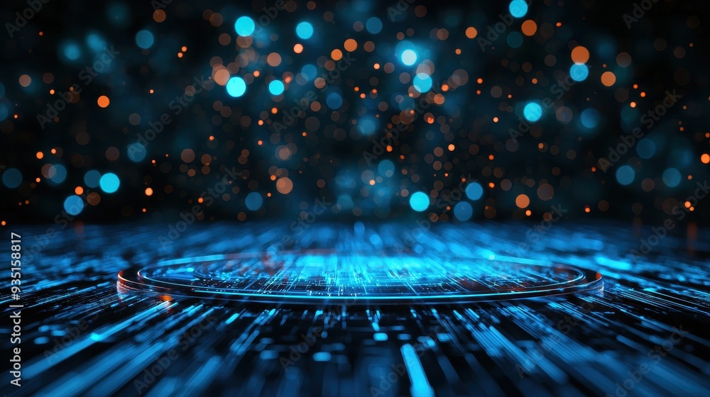 Poster vibrant abstract background featuring glowing particles and a dynamic surface, perfect for digital a