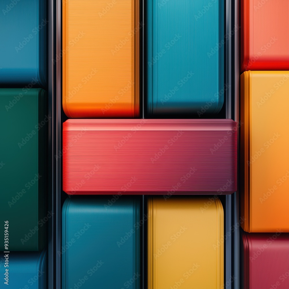 Poster Vibrant geometric shapes create a colorful abstract background, perfect for design projects and creative expressions.
