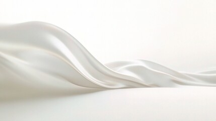 Fototapeta premium White Silk Drape: A minimalist, elegant, and luxurious white silk fabric gracefully drapes and flows on a pristine white background, creating a soft and inviting ambiance.