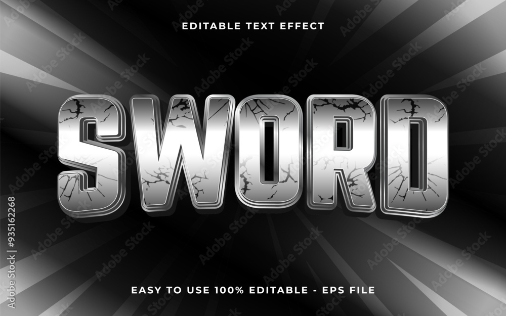 Poster 3d sword gradient scary text style effect template editable text effect