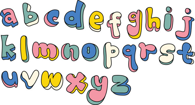A Set of Hand Drawn Colorful Small Case Alphabet Letter