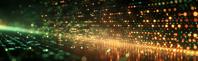 Obraz premium Abstract Digital Landscape with Glowing Dots and Lines - Futuristic Data Flow Pattern for Technology and Innovation Themes