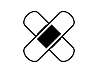 ミニマルな絆創膏ばってんアイコンB：黒