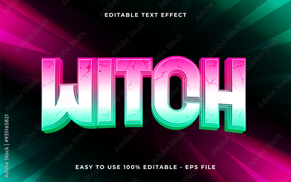 Poster 3d witch gradient scary text style effect template editable text effect