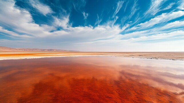 Tunisia's desert: Salty lake, endless sky, sandy terrain