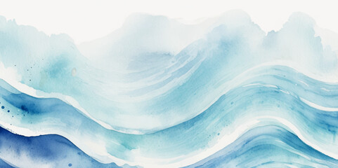 Obraz premium Watercolor surface ocean water wave, seamless blue water ocean wave background. Blue water ocean surfing wave.