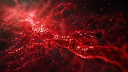 Close-Up of Red Blood Vessels with Vivid Details and Intricate Network of Veins