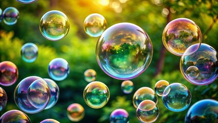 Collection of soap bubbles isolated on a background, perfect for adding a whimsical touch to any design project