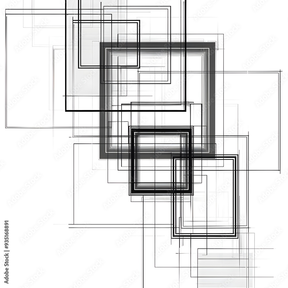 Poster minimalistic geometric abstract line frames on white background