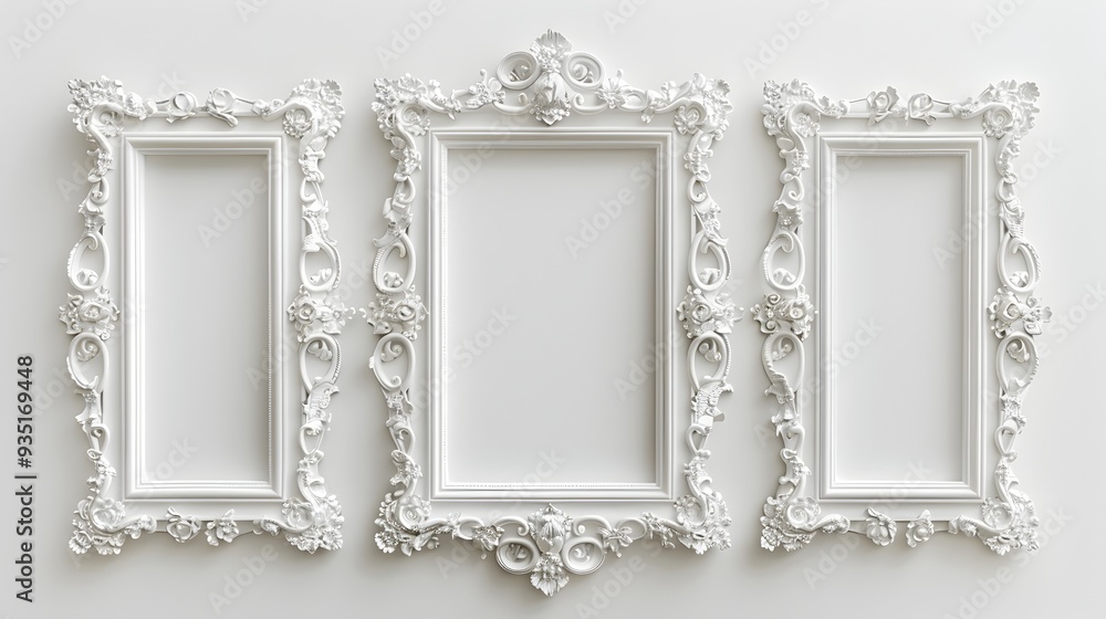Poster classic simple line frames set on white background with elegant corner embellishments
