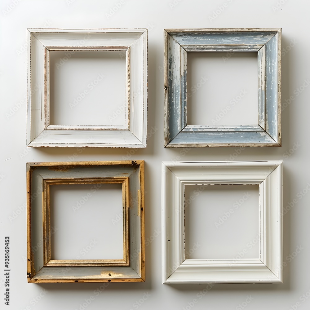 Poster minimalist square frames set on classic white background with clean design and copy space
