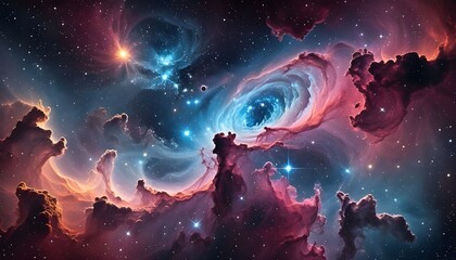 Fototapeta premium fantasy scene colorful nebula in space background
