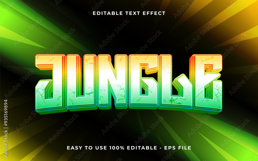 Poster 3d jungle gradient scary text style effect template editable text effect