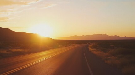 road covered with sand in the desert at sunset. Top view.