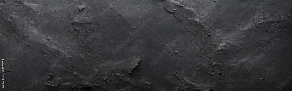 Poster close-up of textured dark stone surface with deep grooves and ja