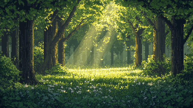 forest background in pixel style game design