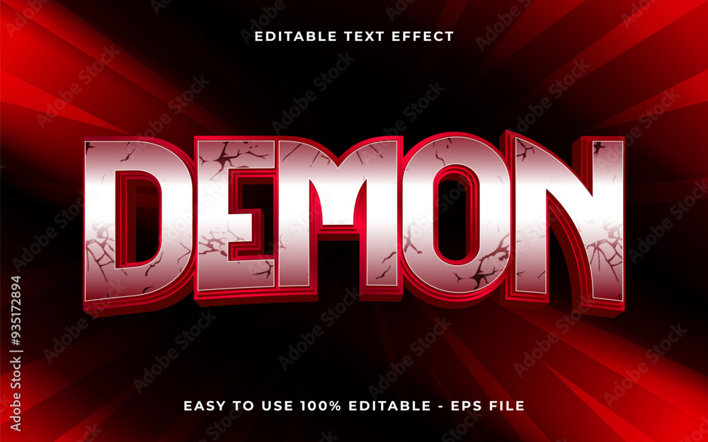 Poster 3d demon gradient scary text style effect template editable text effect