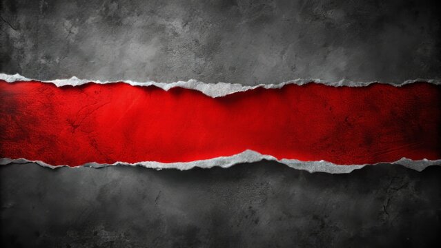 Torn paper edge logo on a moody dark background with a bold red accent, dramatic shadows, and a rebellious edgy vibe.