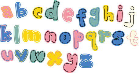 A Set of Hand Drawn Colorful Small Case Alphabet Letter