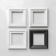 Simple Elegant Minimalist Square Frames on White Background with Geometric Accents