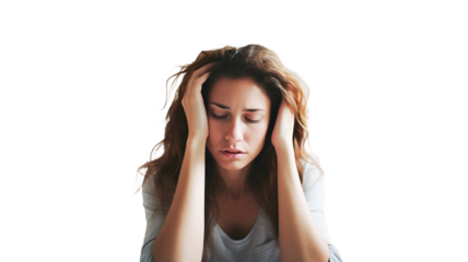 Young woman over isolated transparency background PNG. 

