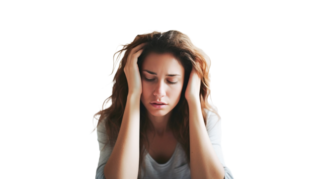 Young woman over isolated transparency background PNG. 

