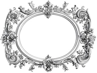 Elegant Oval Frame with Intricate Paisley and Floral Patterns on White Background