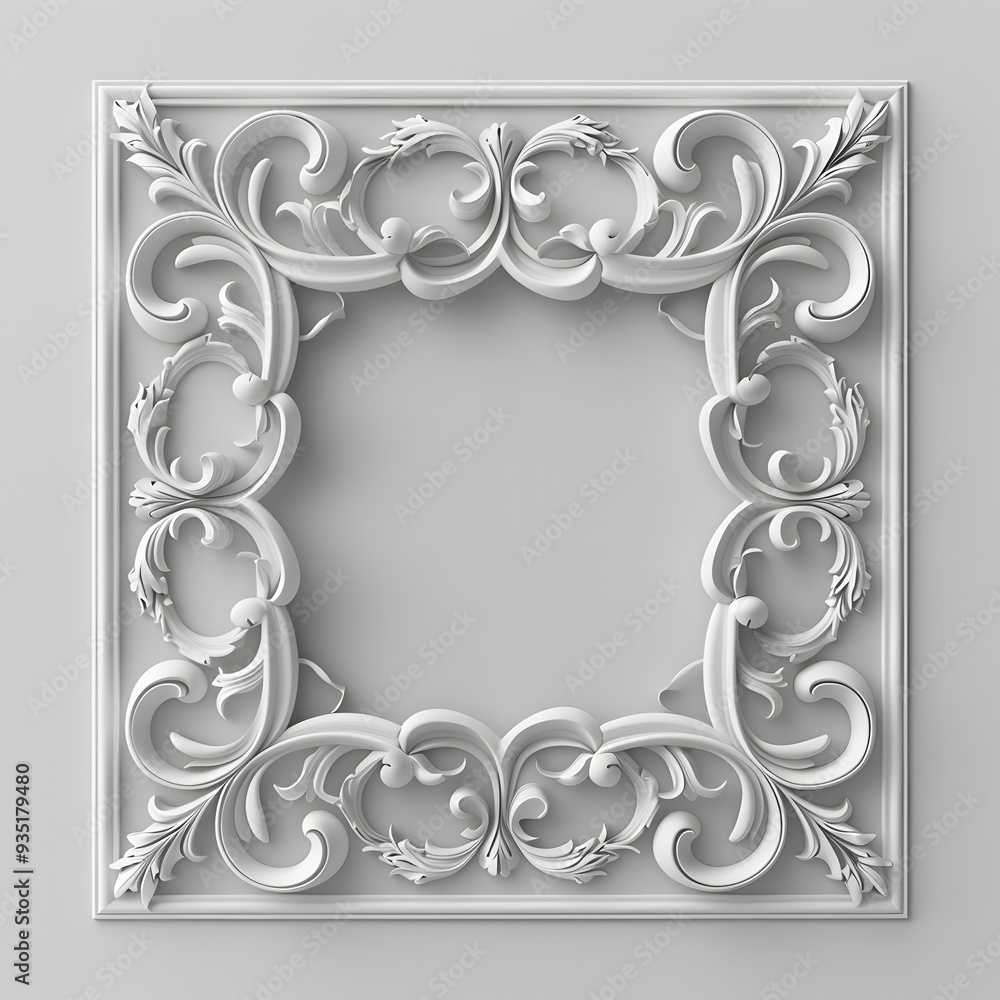Poster minimalist swirl frame design on white background with copy space