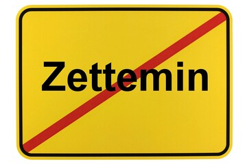 Illustration eines Ortsausgangsschildes der Gemeinde Zettemin in Mecklenburg-Vorpommern